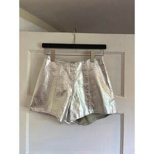 Vintage silver leather mini shorts